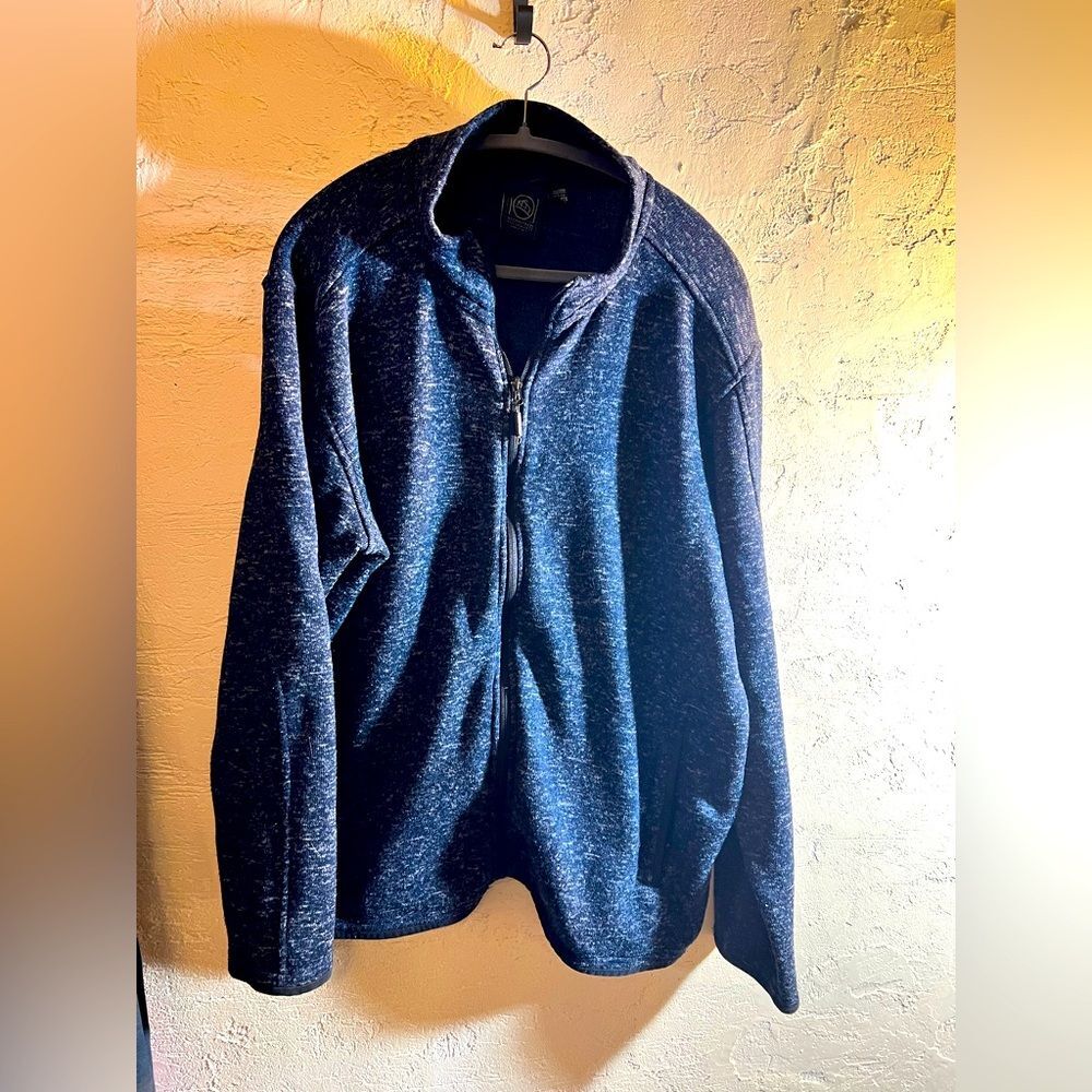 Men's 2XL Stormtec Navy Blue Sweater/Jacket full zip front, navy blue heathered